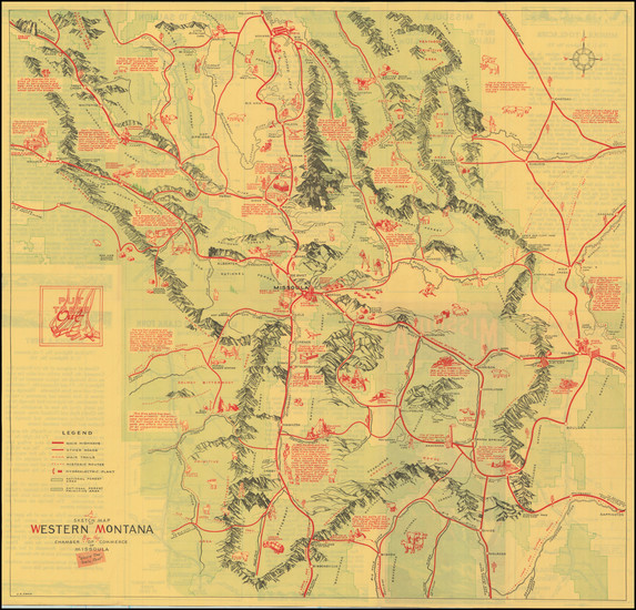 69-Montana and Pictorial Maps Map By Chamber of Commerce of Missoula