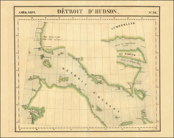 52-Polar Maps and Eastern Canada Map By Philippe Marie Vandermaelen