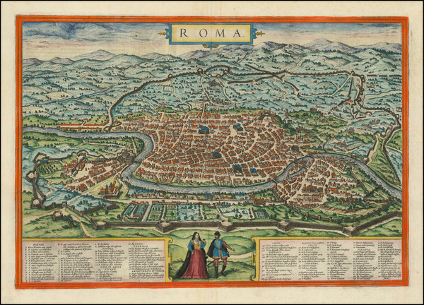 68-Rome Map By Georg Braun  &  Frans Hogenberg