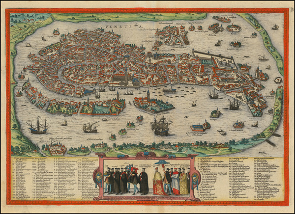 63-Venice Map By Georg Braun  &  Frans Hogenberg