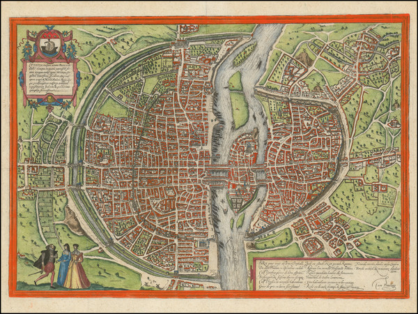 88-Paris and Île-de-France Map By Georg Braun  &  Frans Hogenberg