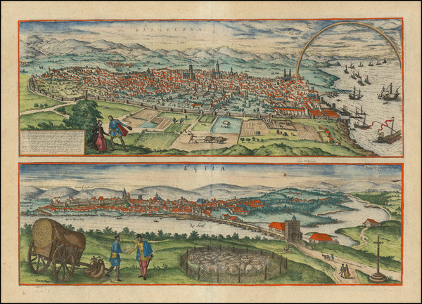 77-Catalonia Map By Georg Braun  &  Frans Hogenberg