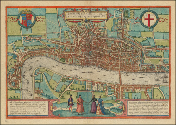 15-London Map By Georg Braun  &  Frans Hogenberg