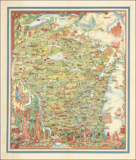 64-Wisconsin and Pictorial Maps Map By Nina S. Bahlman