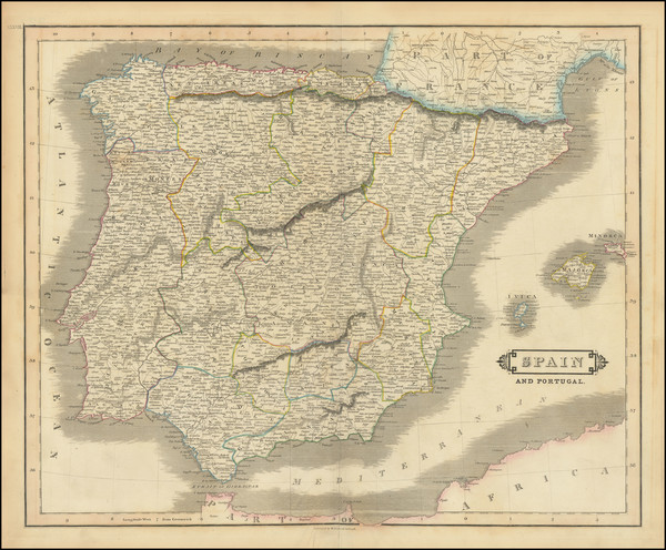 45-Spain and Portugal Map By William Home Lizars