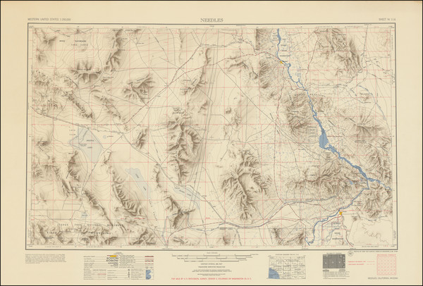 34-Arizona and California Map By U.S. Geological Survey