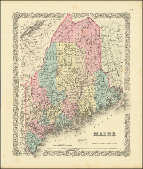 8-Maine Map By Joseph Hutchins Colton