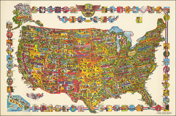 87-United States and Pictorial Maps Map By Funny Funny World