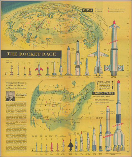 99-United States, Russia, Russia in Asia and Cold War Map By The American Weekly