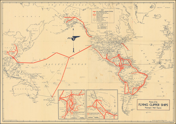 90-World Map By Pan American World Airways