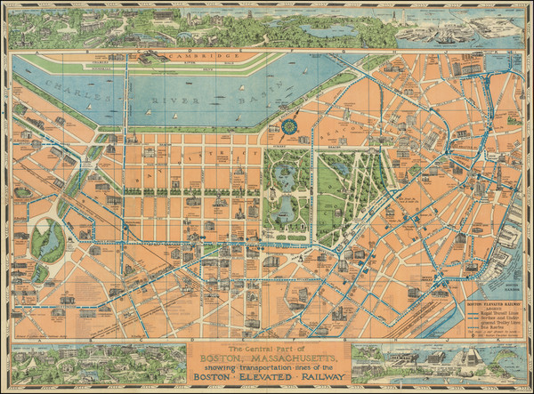 2-Pictorial Maps and Boston Map By Richard F. Lufkin