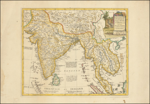 58-India, Malaysia and Thailand, Cambodia, Vietnam Map By Anonymous / Emanuel Bowen