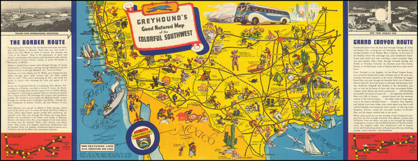 40-United States, Southwest and Pictorial Maps Map By Greyhound Company