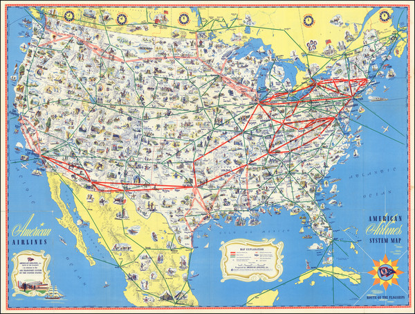 64-United States and Pictorial Maps Map By American Airlines