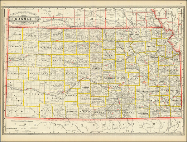 52-Kansas Map By George F. Cram