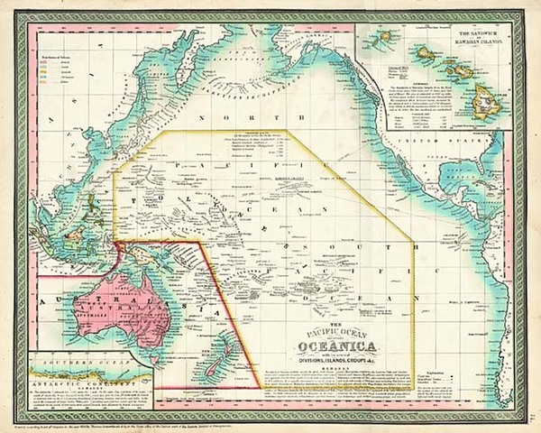 98-Hawaii, Australia & Oceania, Australia, Oceania and Hawaii Map By Thomas, Cowperthwait &