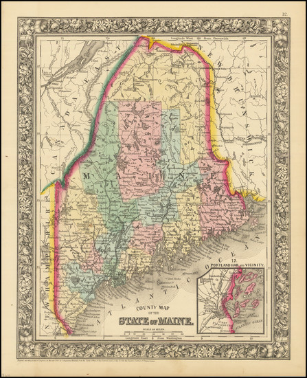 15-Maine Map By Samuel Augustus Mitchell Jr.