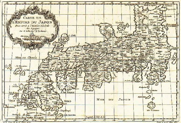 95-Asia and Japan Map By Jacques Nicolas Bellin