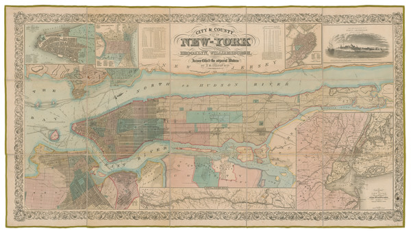 35-New York City Map By Joseph Hutchins Colton