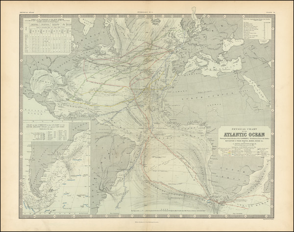 56-World and Atlantic Ocean Map By Alexander Keith Johnston