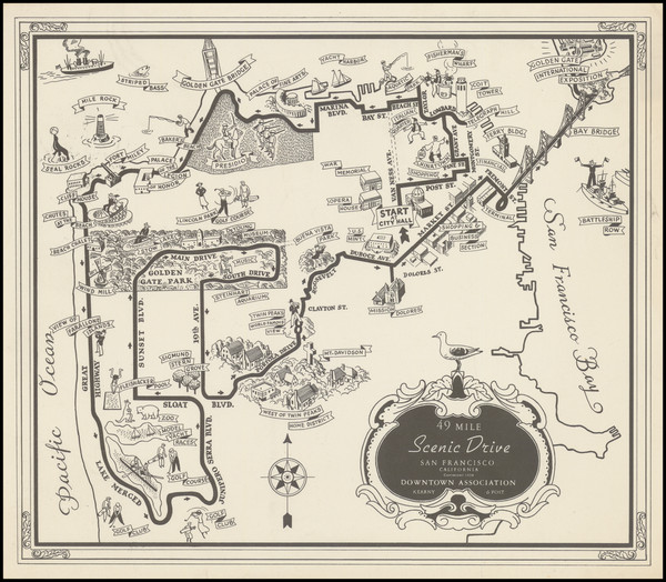 99-Pictorial Maps and San Francisco & Bay Area Map By San Francisco Downtown Assocation