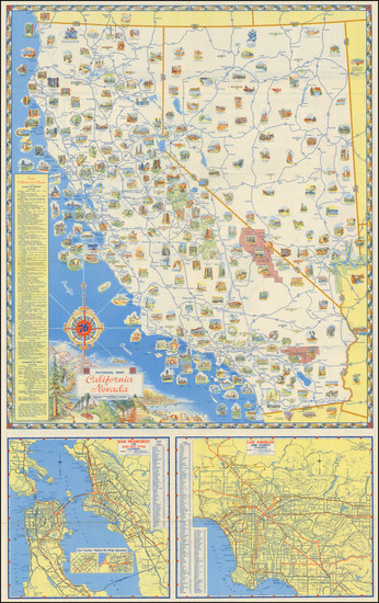 60-Nevada, Pictorial Maps and California Map By Rand McNally & Company / Union Oil Company of 