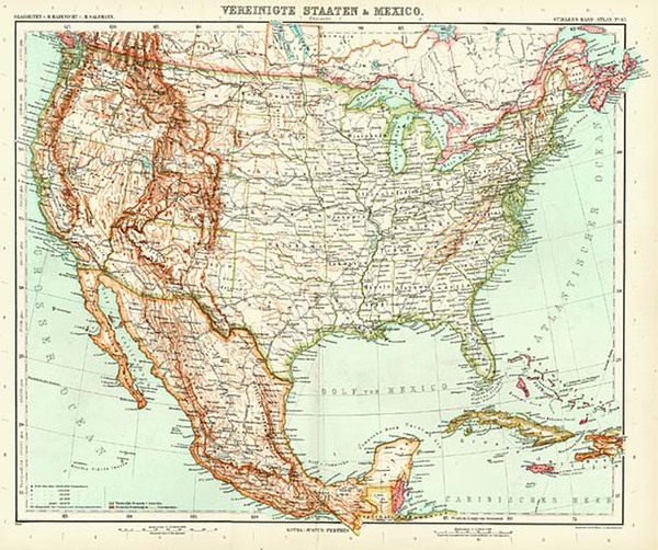 89-United States and Mexico Map By Adolf Stieler