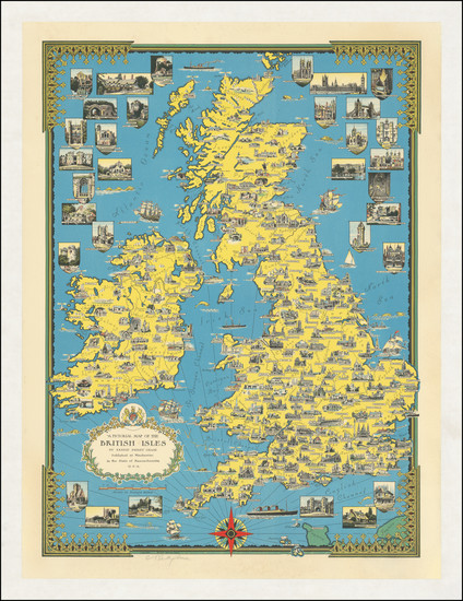 18-British Isles and Pictorial Maps Map By Ernest Dudley Chase