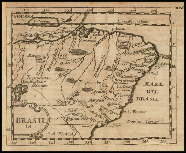 46-Brazil Map By Pierre Du Val / Johann Hoffmann