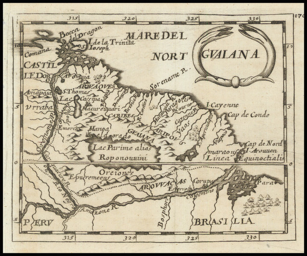 77-Brazil, Guianas & Suriname and Venezuela Map By Pierre Du Val