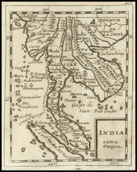 77-Singapore, Malaysia and Thailand, Cambodia, Vietnam Map By Pierre Du Val / Johann Hoffmann