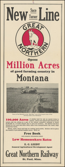 62-Montana Map By Great Northern Railway Co.