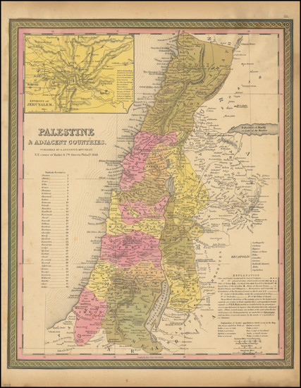 25-Holy Land Map By Samuel Augustus Mitchell