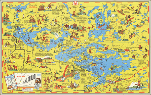 57-Minnesota and Pictorial Maps Map By Frank Antoncich  &  W. A. Fisher Company