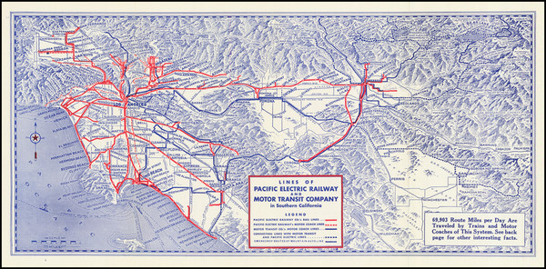 87-California and Los Angeles Map By Pacific Electric Railway / Gerald  Allen Eddy