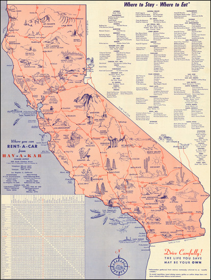 95-Pictorial Maps and California Map By Cardinal Lithograph Co.