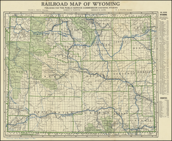 15-Wyoming Map By Public Service Commission / The Clason Map Company