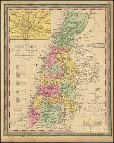 29-Holy Land Map By Thomas, Cowperthwait & Co.