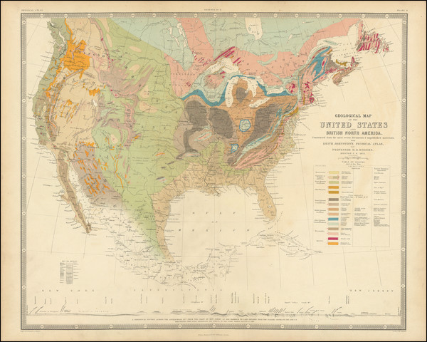 43-United States and Geological Map By Henry Darwin Rogers / Alexander Keith Johnston