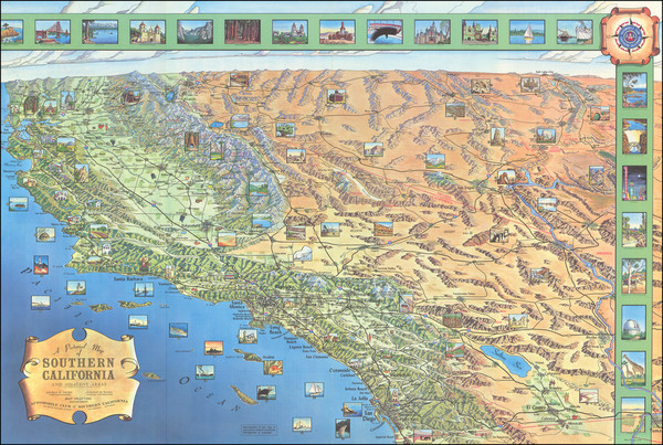 62-Pictorial Maps, California and Los Angeles Map By Automobile Club of Southern California