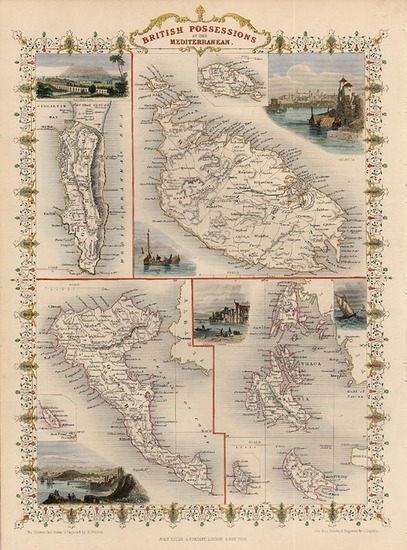 45-Europe, Mediterranean, Africa and Balearic Islands Map By John Tallis