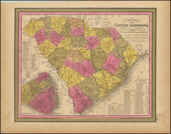 68-South Carolina Map By Samuel Augustus Mitchell