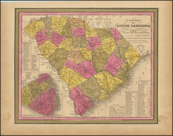 80-South Carolina Map By Samuel Augustus Mitchell