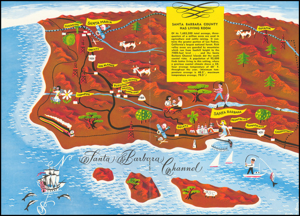 33-Pictorial Maps and Other California Cities Map By Santa Barbara Chamber of Commerce