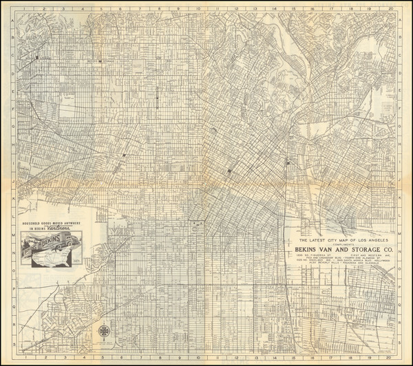 96-Los Angeles Map By Bekins Van & Storage Co.