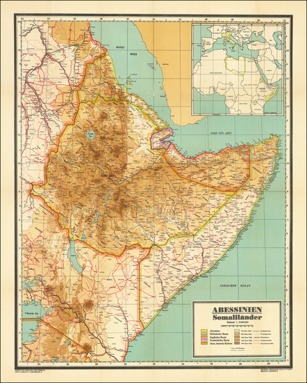 61-East Africa Map By Schropp'sche Landkarten- und Lehrmittel-Anstalt