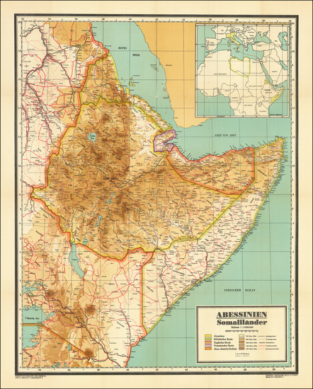 93-East Africa Map By Schropp'sche Landkarten- und Lehrmittel-Anstalt