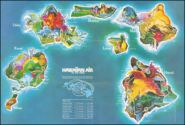 56-Hawaii, Hawaii and Pictorial Maps Map By Hawaiian Airlines