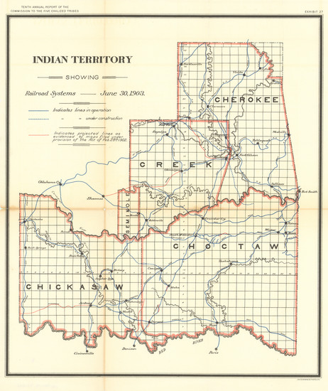 0-Oklahoma & Indian Territory Map By United States Department of the Interior