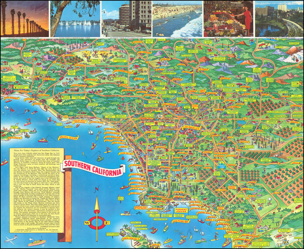 70-Pictorial Maps, California and Los Angeles Map By Don Bloodgood